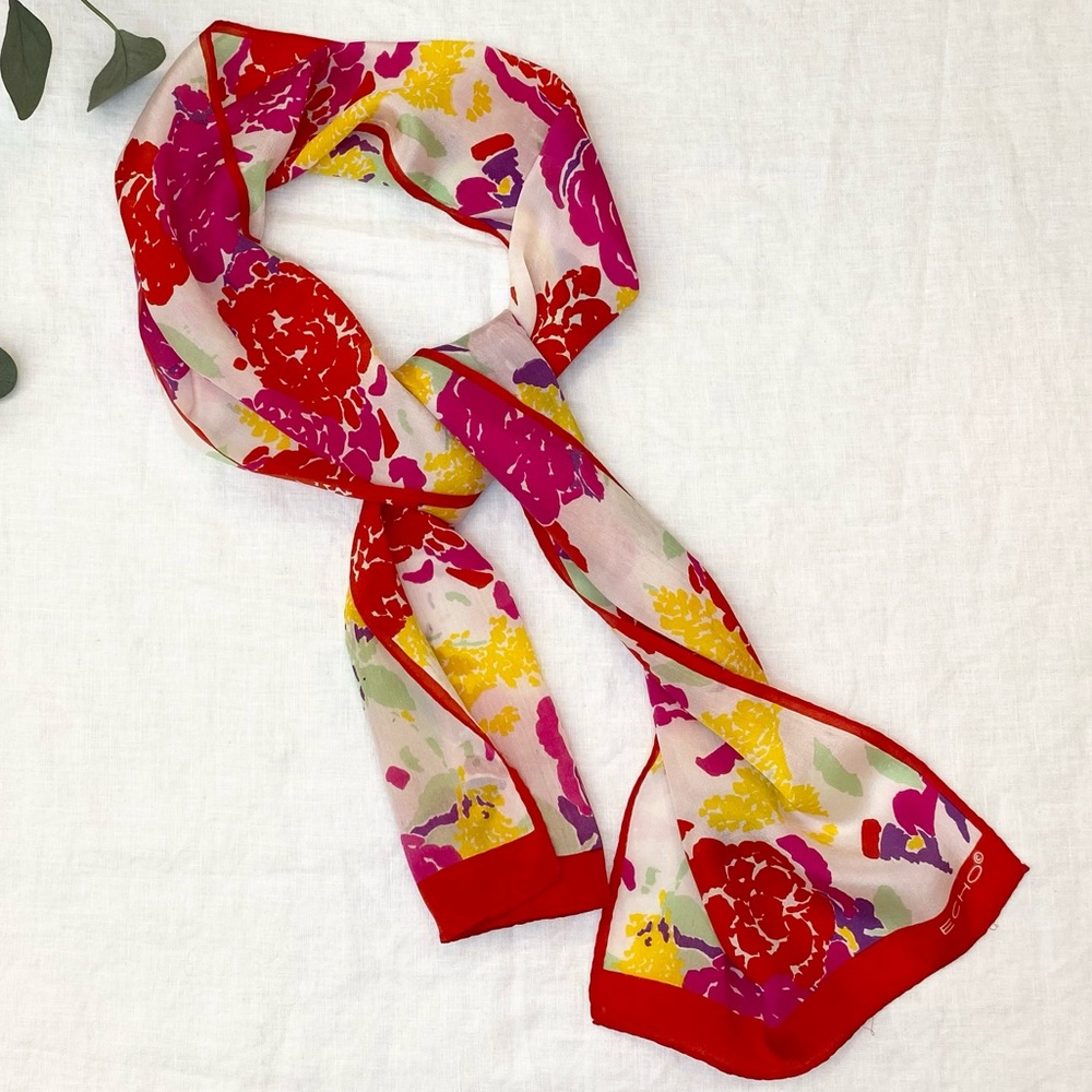 Vintage Echo Silk Floral Scarf